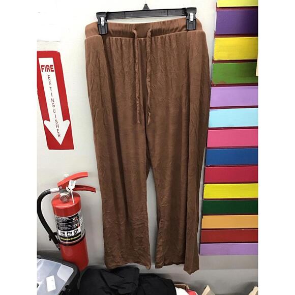 Muk luks rib knit short sleeve collared lounge set X-Large brown new qvc - Picture 2 of 4